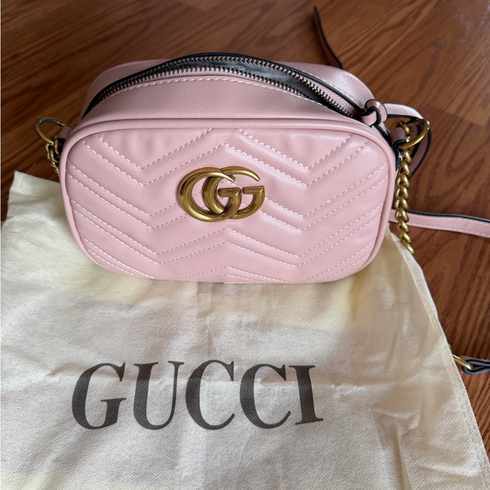 New In-spired Pink Marmont Chevron Leather Mini Bag